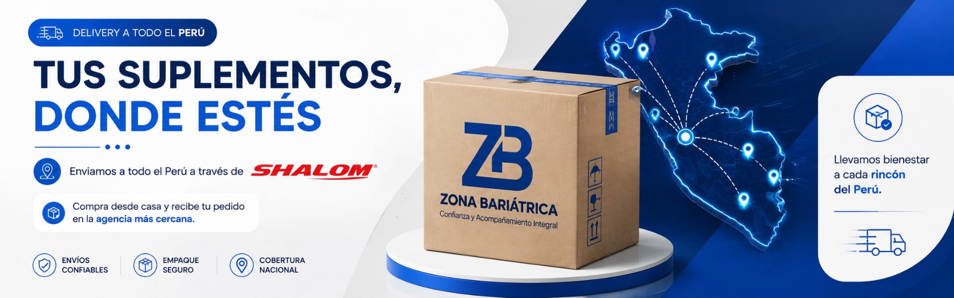 Delivery a todo el Perú: enviamos a través de Shalom. Compra desde casa y recibe tu pedido en la agencia más cercana