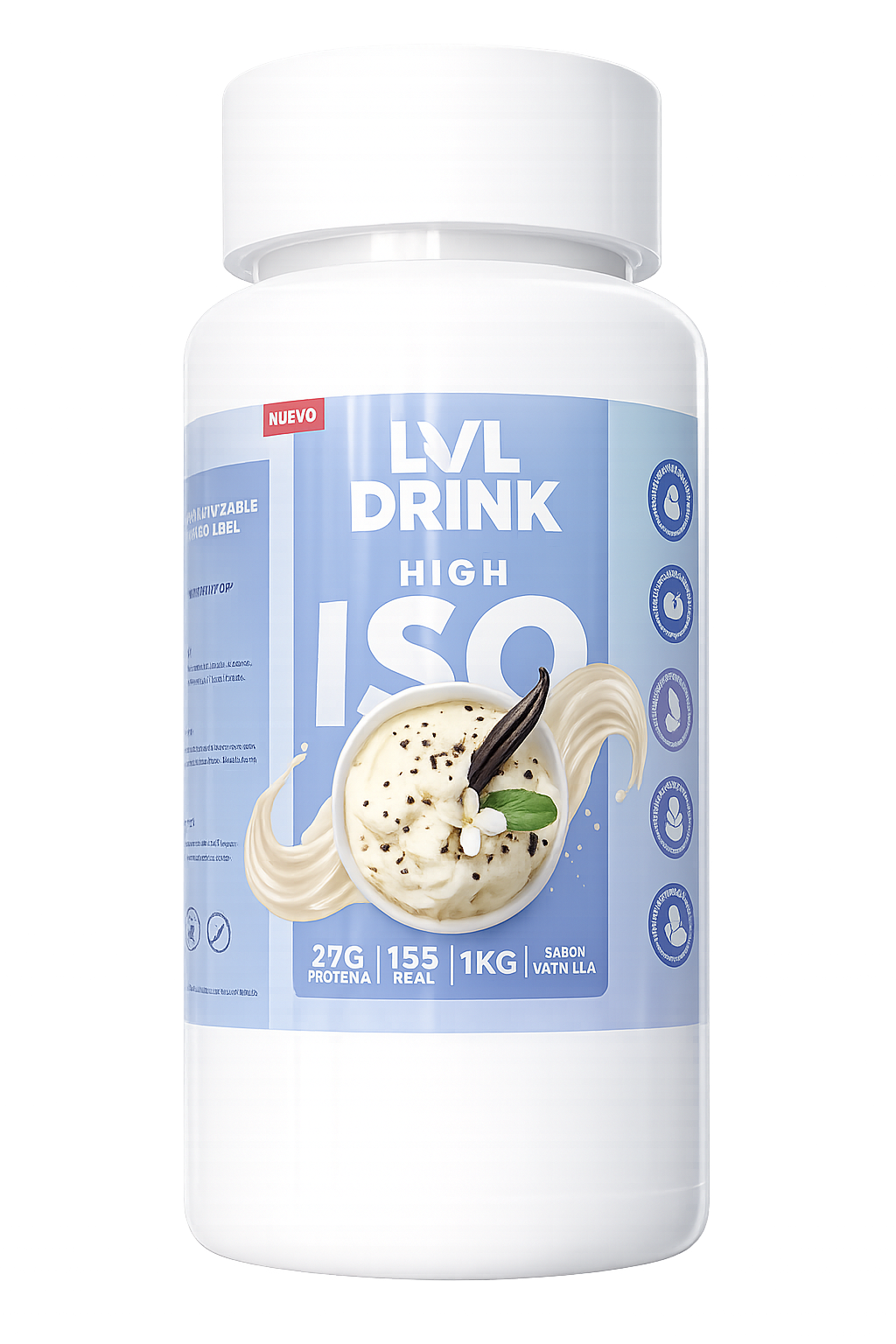 Proteína Vainilla HIGH ISO 1kg — apta para bariátricos